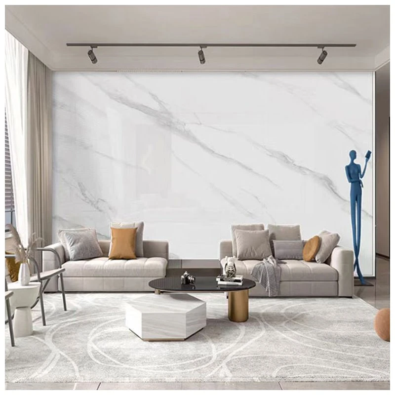 Vein Matched White Marble Effect Sintered Stone Wall Vein Matched White Marble Effect Sintered Stone Wall