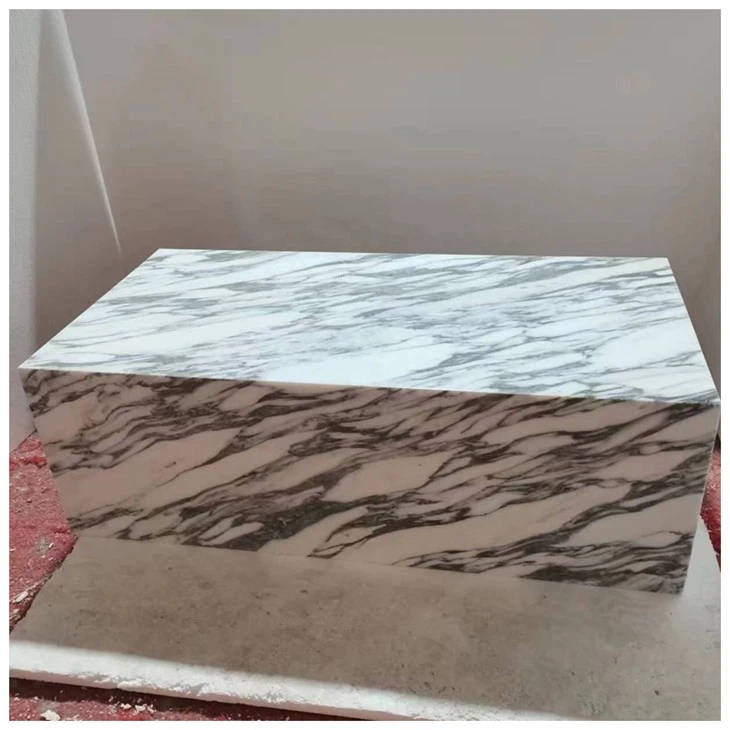 Arabescato White Marble Plinth Tables
