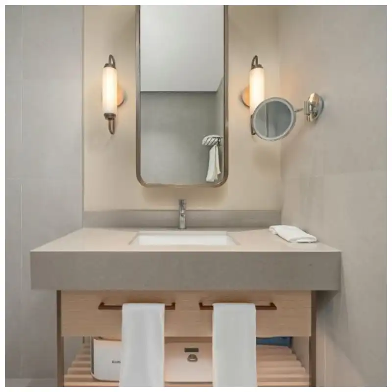 quartz vanity top with undermount sink cabinet backsplash faucet and hotel bathroom lighting quartz vanity top with undermount sink cabinet backsplash faucet and hotel bathroom lighting